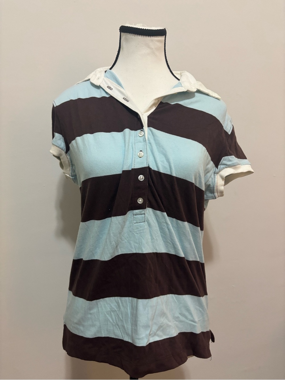vintage y2k light blue and brown shirt